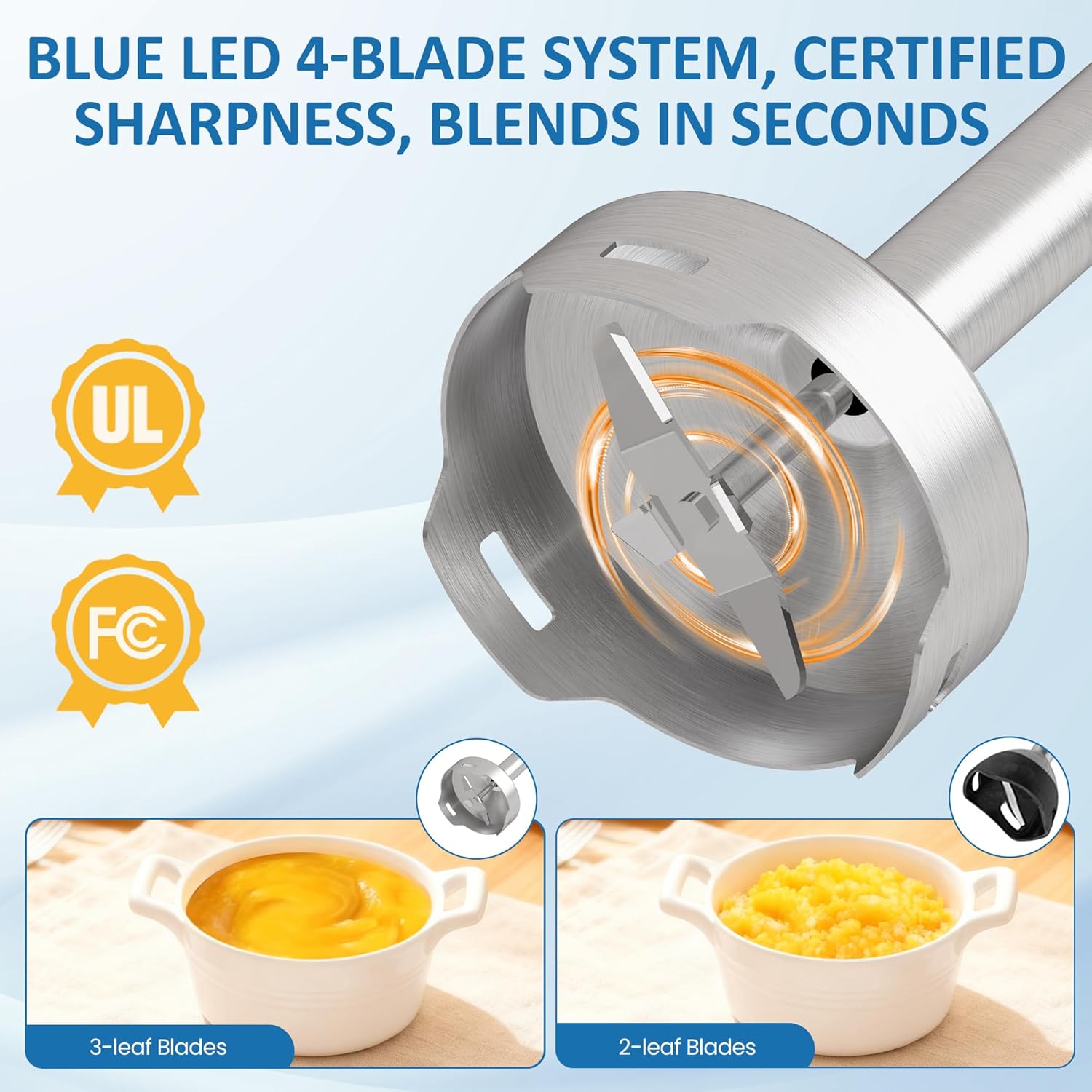 1000W Professional Hand Blender, 12-Speed Heavy Duty Immersion Blender with 10 Attachments, 20OZ Food Chopper, Stainless Steel Whisk, Milk Frother for Commercial Use